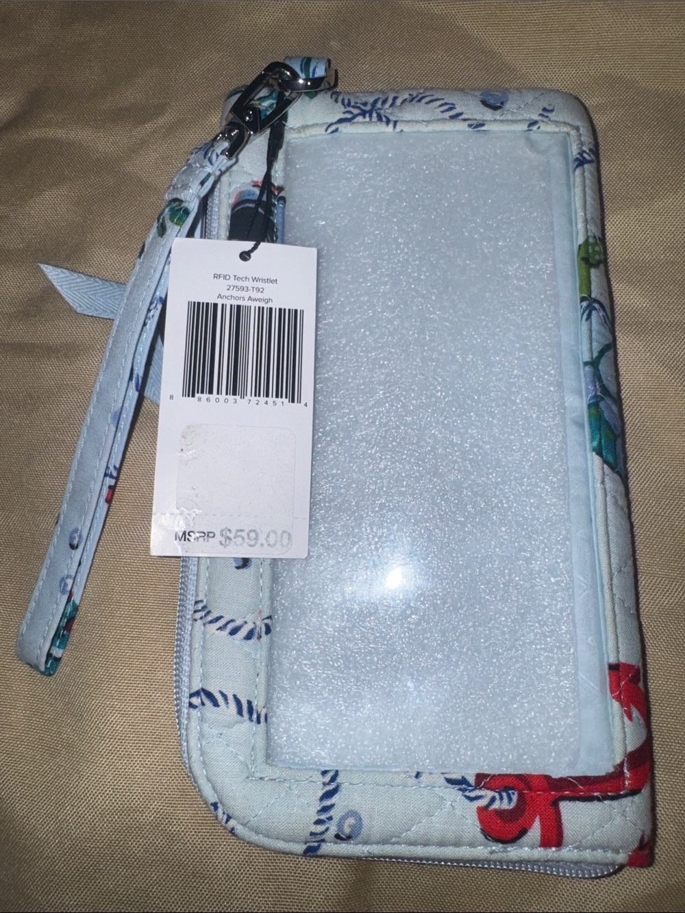Vera Bradley Light Blue Floral RFID Phone Wristlet